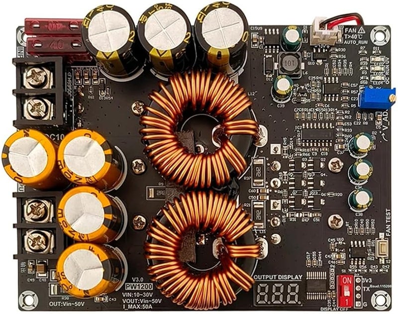 1200 واط 50 أمبير وحدة إمداد طاقة تيار مستمر 10-30 فولت إلى 50 فولت محول رفع جهد قابل للتعديل - Image 5